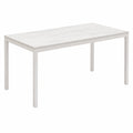 Tavolo TROPEA in legno, finitura marmo statuario e metallo verniciato bianco, allungabile 120 ¡Á 80 cm - 170 ¡Á 80 cm