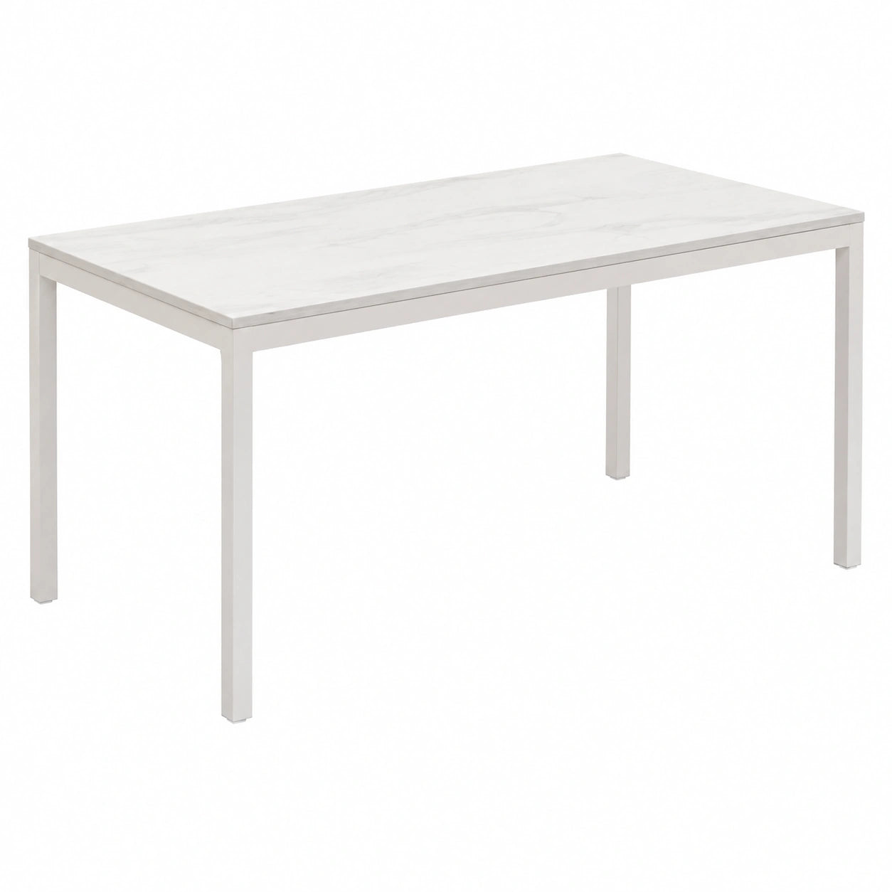 Tavolo TROPEA in legno, finitura marmo statuario e metallo verniciato bianco, allungabile 120 ¡Á 80 cm - 170 ¡Á 80 cm