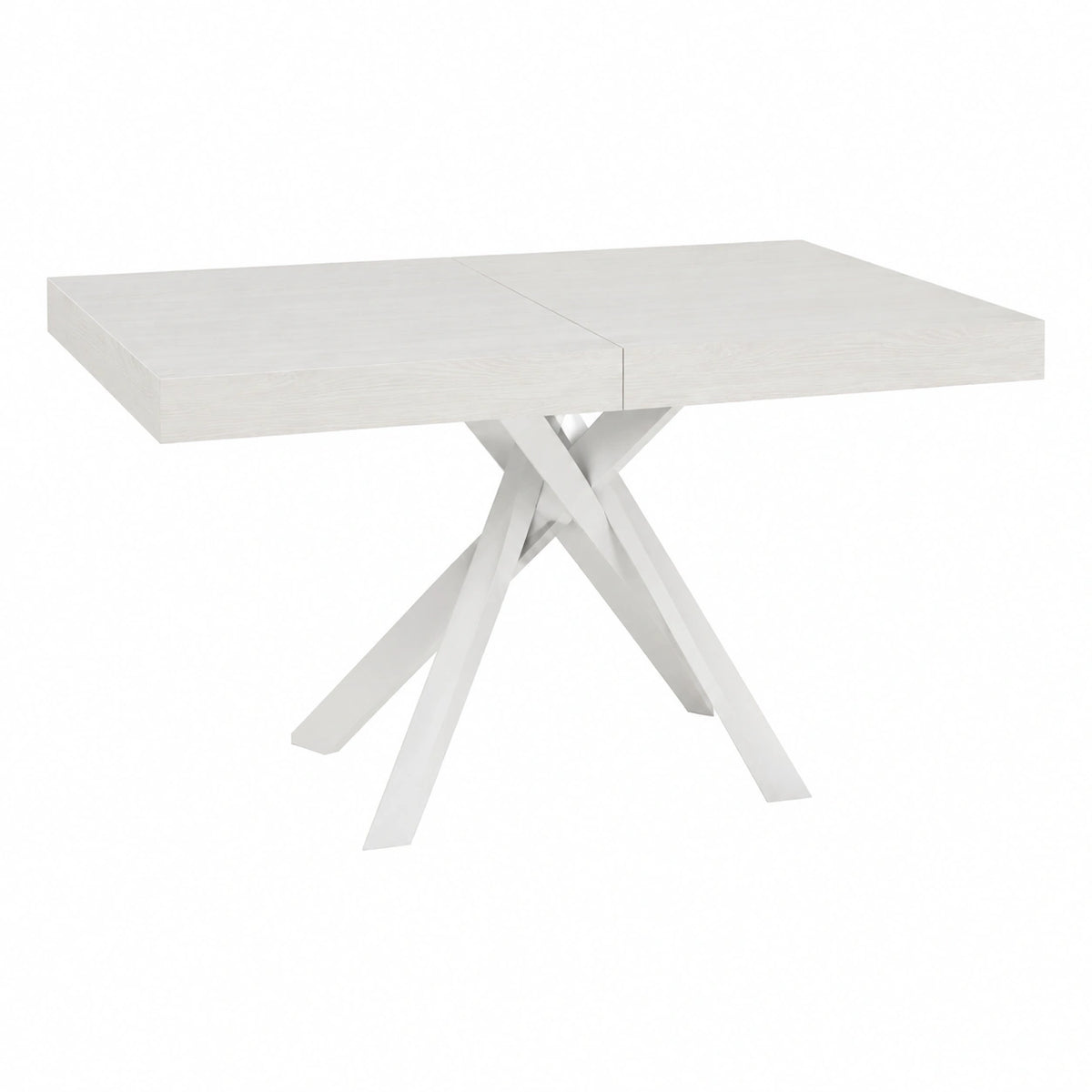 Tavolo Allungabile Eva, Bianco Frassinato, Gambe Incrociate