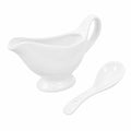 Set Salsiera in Ceramica 175Ml con Cucchiaio Profondo Anti-Goccia per Salsa e Condimenti Brocca da Tavola per Sughi per e Riunioni Familiari