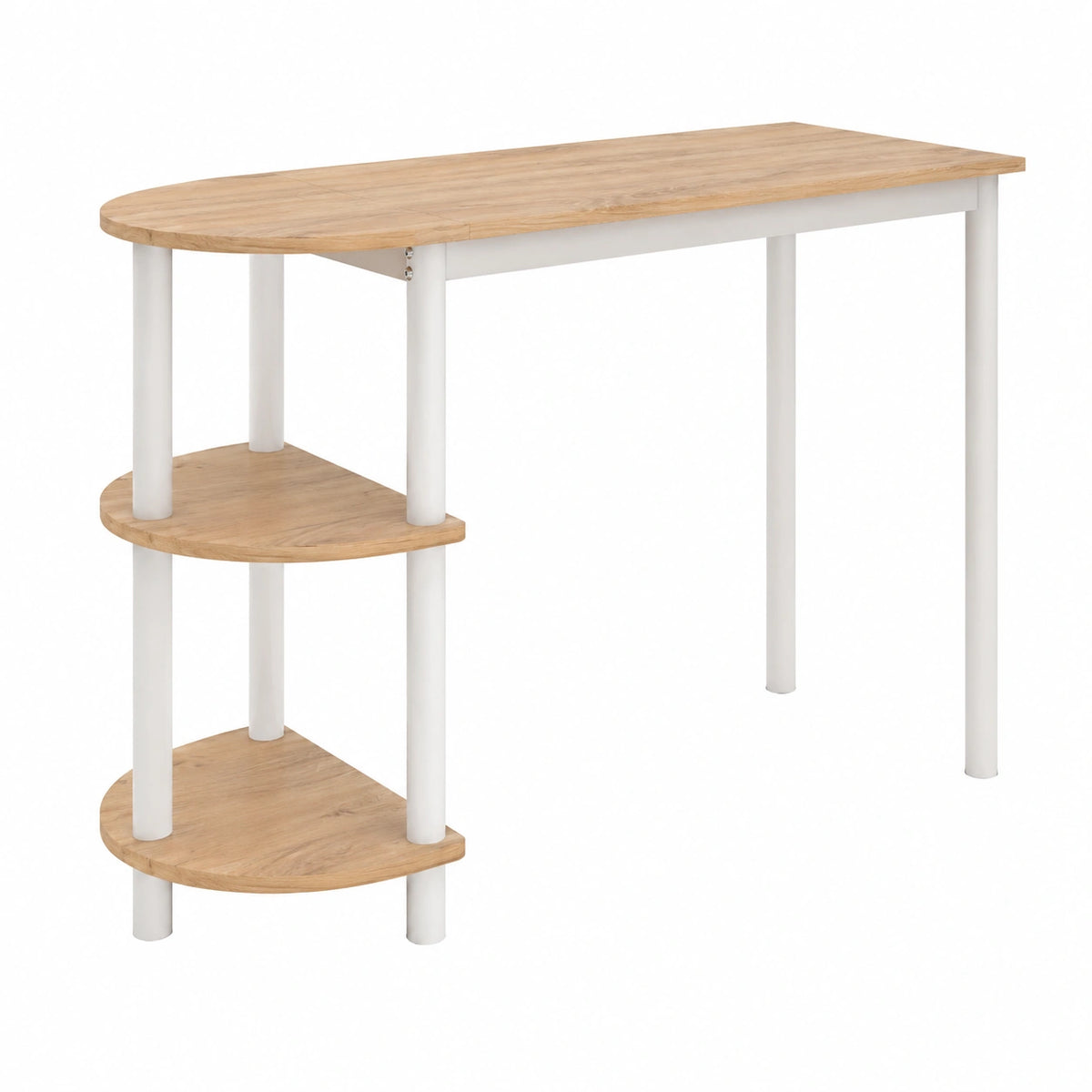 Tavolo da cucina Freetown, Rovere dorato, bianco, 110 ¡Á 50 cm, con ripiani aperti
