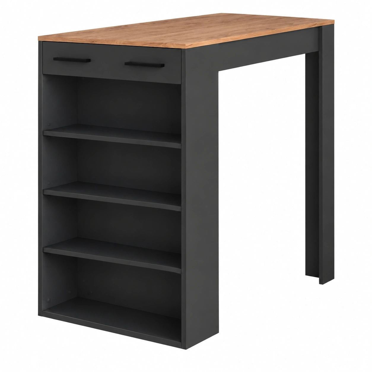 Tavolo bar alto Repose, Rovere dorato, antracite, 67 ¡Á 100 cm, per l'utilizzo come tavolo alto con ripiani regolabili