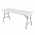 Tavolo Rettangolare Pieghevole, 180 ¡Á 70 H74 cm, Bianco, con Struttura in Metallo Verniciato, per Catering
