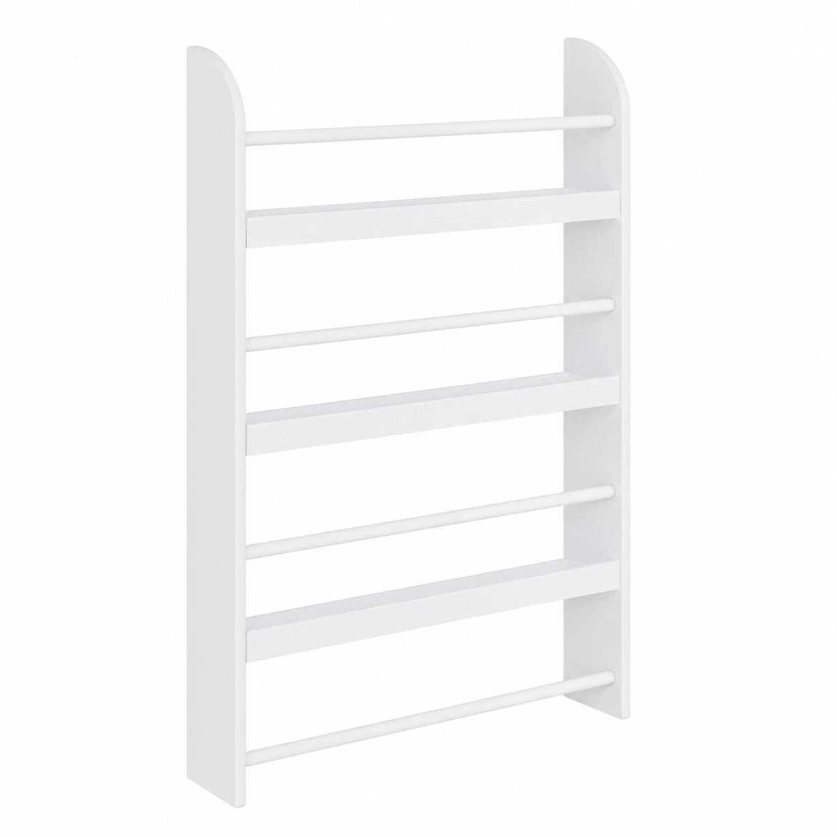 Libreria da Parete con 4 Ripiani in Legno Bianco Impermeabile, Carico Massimo 30kg (59cm x 12cm x 113cm)