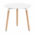 Tavolo da Pranzo Rotondo, Tavolo da Cucina in Stile Moderno con Gambe in Legno di faggio, Bianco, 80 ¡Á 80 ¡Á 72 cm