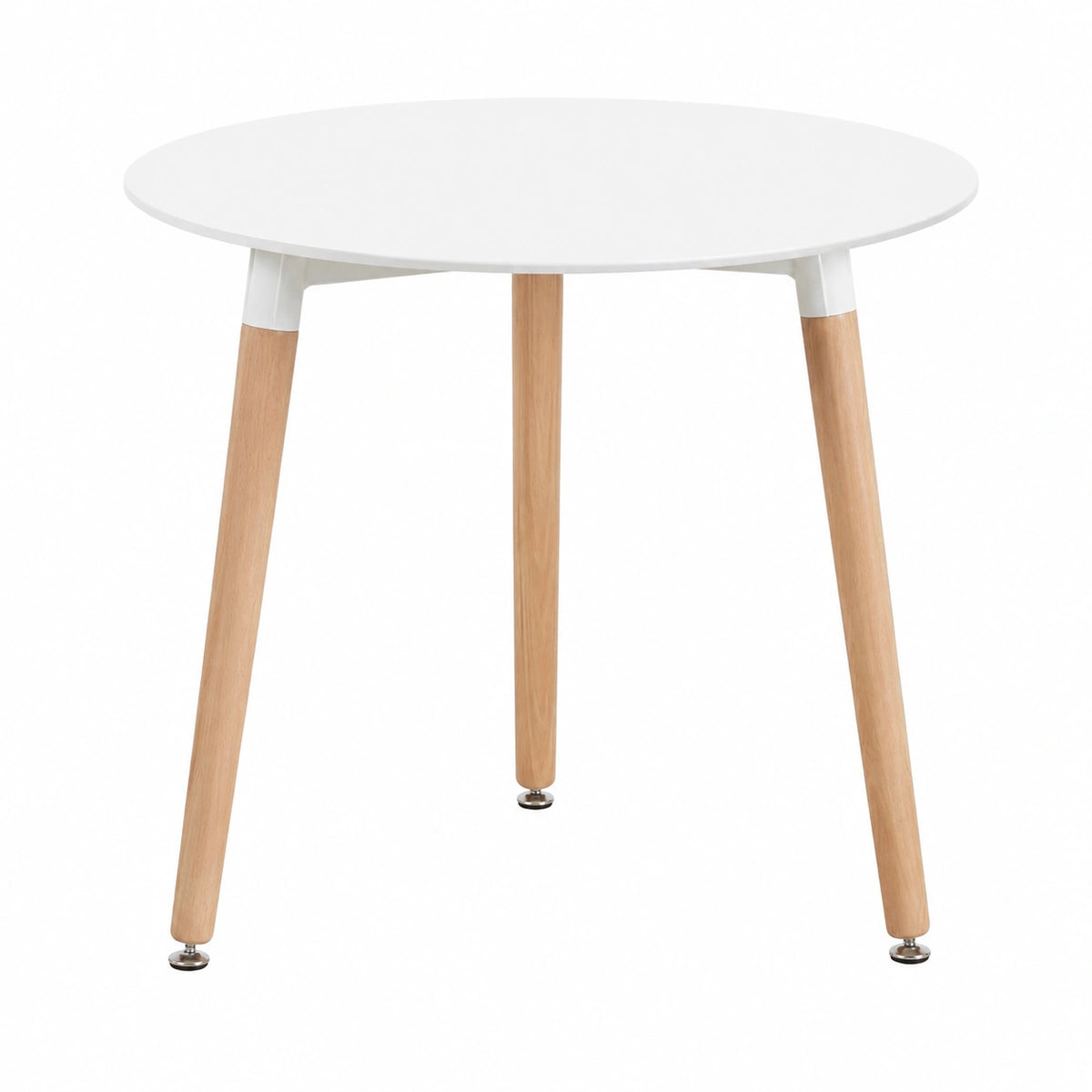 Tavolo da Pranzo Rotondo, Tavolo da Cucina in Stile Moderno con Gambe in Legno di faggio, Bianco, 80 ¡Á 80 ¡Á 72 cm
