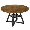 Tavolo Rotondo per Sala da Pranzo e Cucina Diametro 120cm, Gambe in Metallo con Ripiano Portaoggetti Inferiore e Piano in Legno, Ideale per Casa