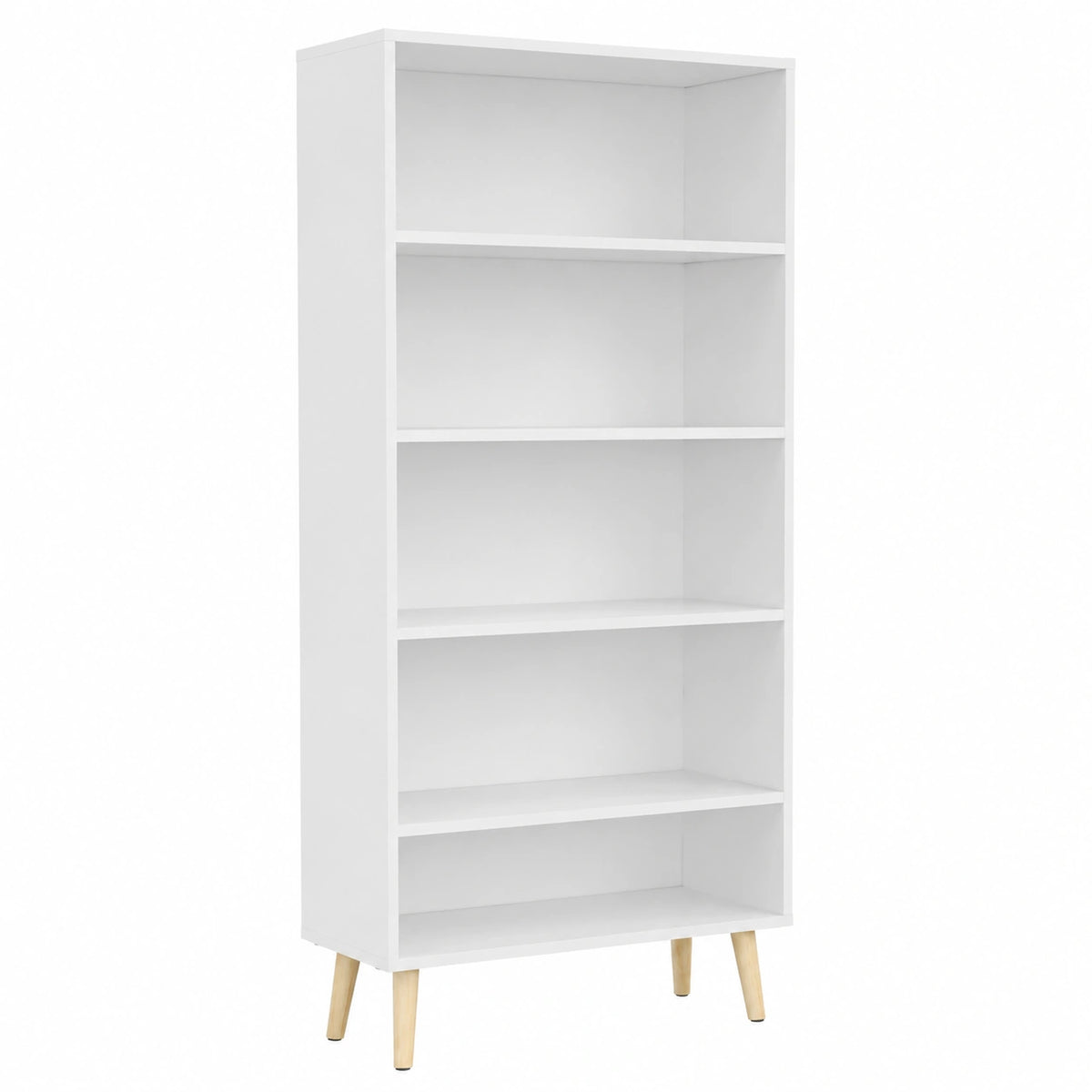 Libreria a 5 Ripiani, Scaffale Libreria da Terra Salvaspazio, Mobile Porta Libri in Legno Bianco Moderno, per Soggiorno, Camera da Letto