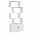 Scaffale Libri, 6 Livelli Ripiani con Ante, Minimalismo, Scaffale in Legno Industriale, Organizzatore di Libri