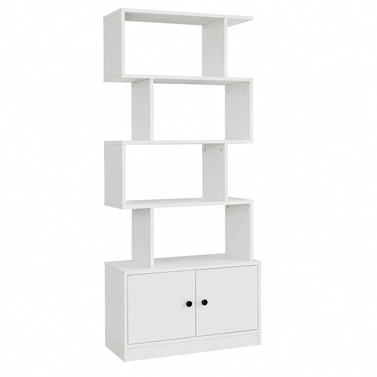 Scaffale Libri, 6 Livelli Ripiani con Ante, Minimalismo, Scaffale in Legno Industriale, Organizzatore di Libri