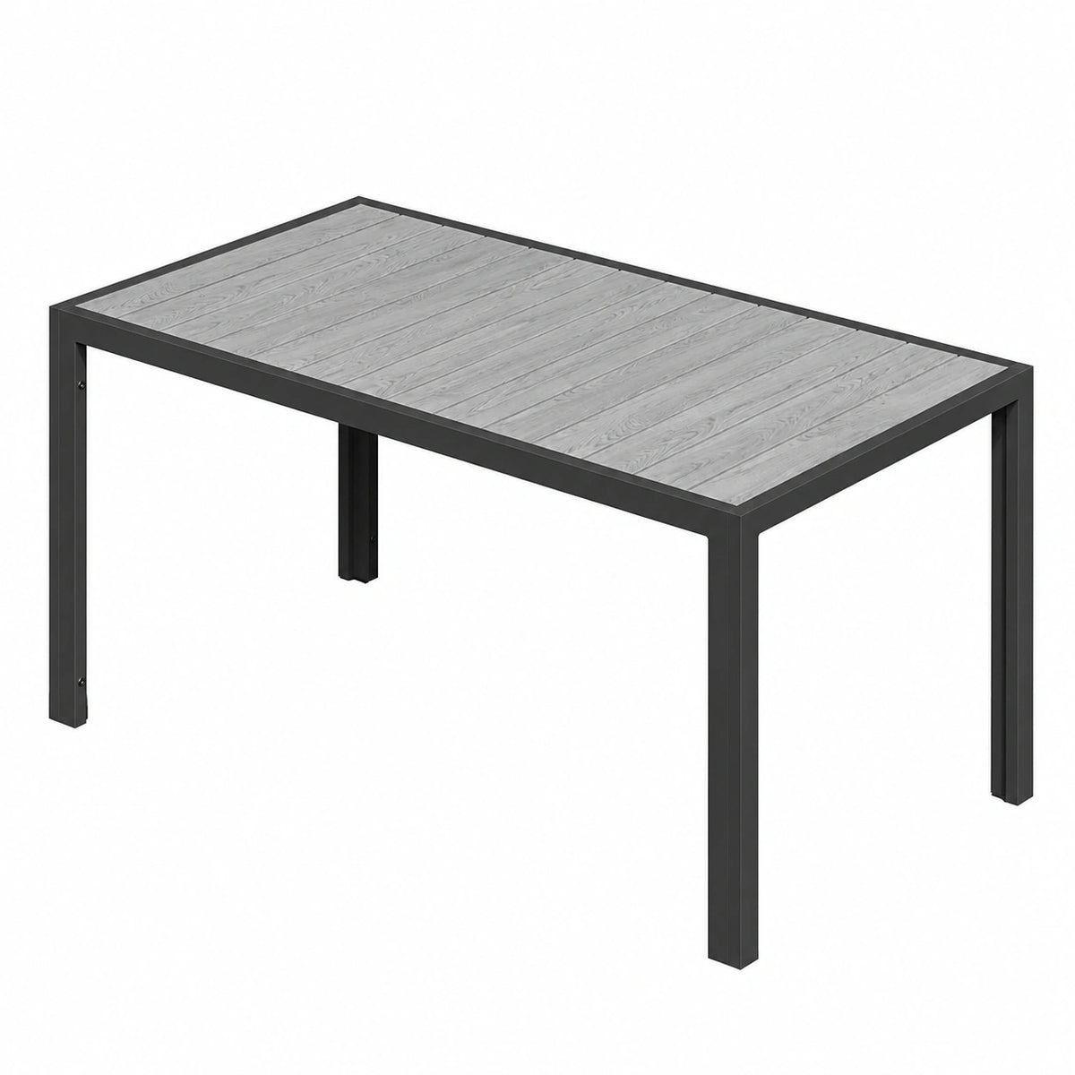 Tavolo da Esterno in Alluminio con Effetto Legno, Tavoli da Giardino Antiruggine HDPS, Tavolino da Esterno 150 ¡Á 80 per 6 Persone per Barbecue